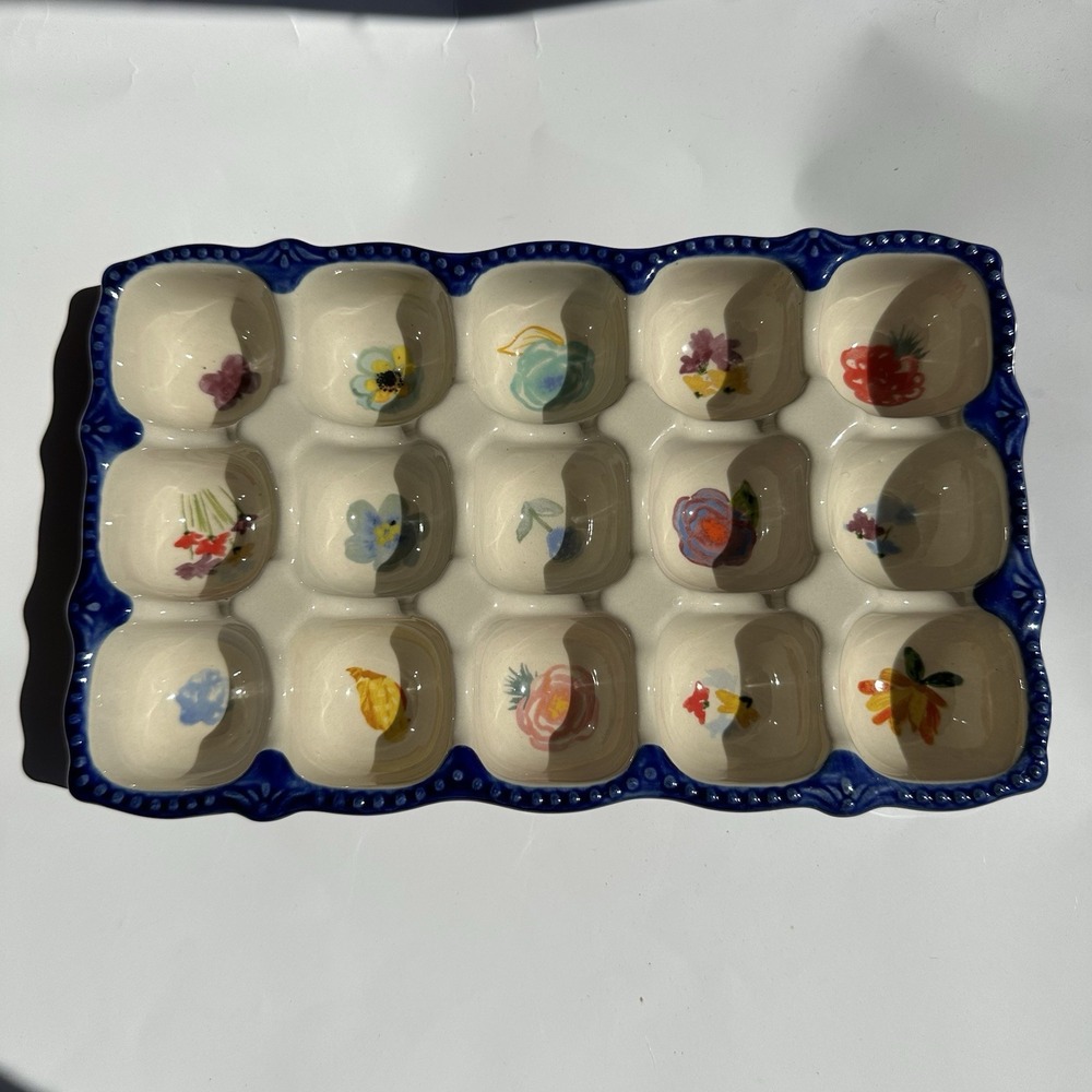The Pioneer Woman Stoneware Ceramic 15 Egg Holder Dish Celia Floral